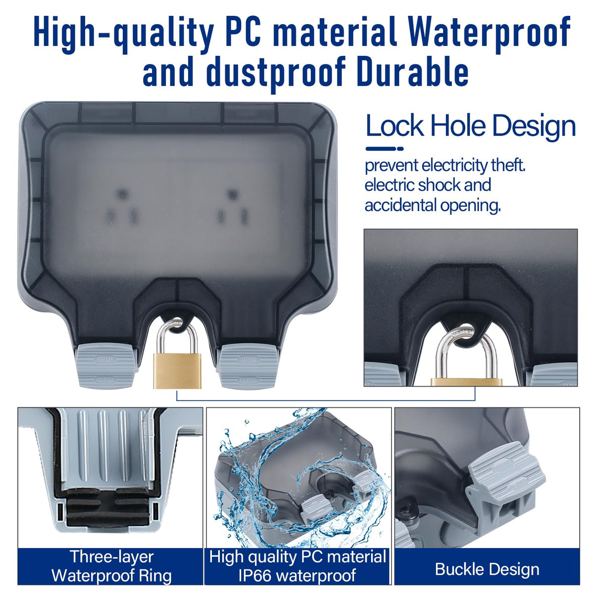 ZUYIYI 2-gang weatherproof box keeps patio devices powered safely.