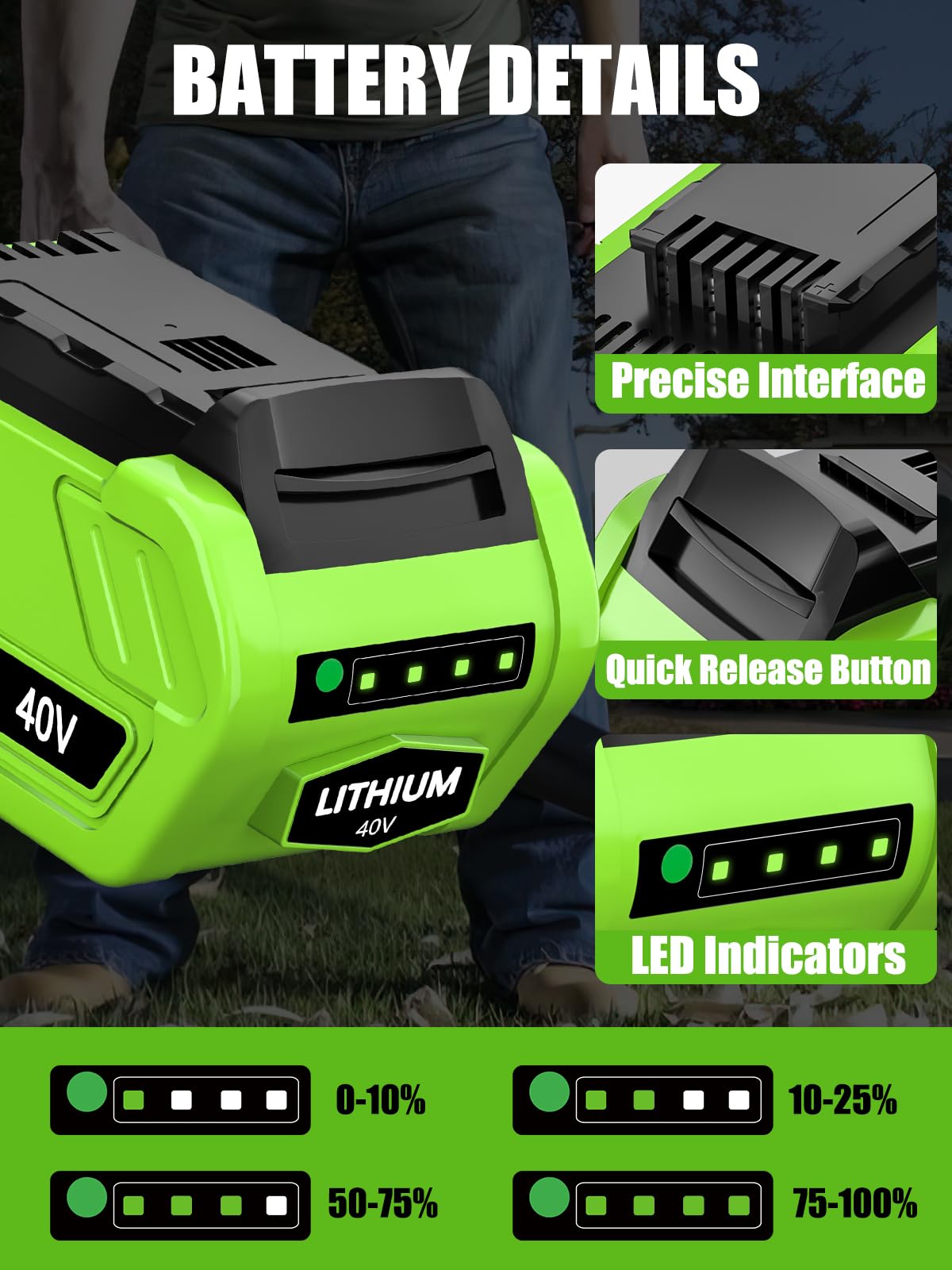 Zuyitoku battery snaps in and out easily for quick tool changes