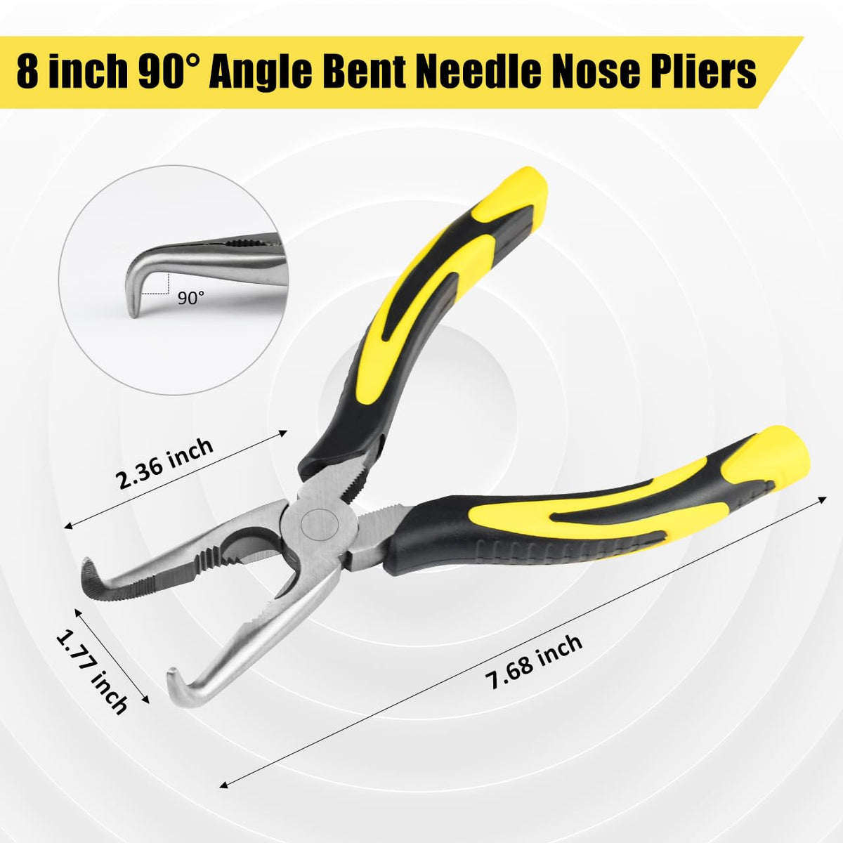 ZUZUAN 8-inch 90-degree bent-nose pliers for accessing awkward angles.