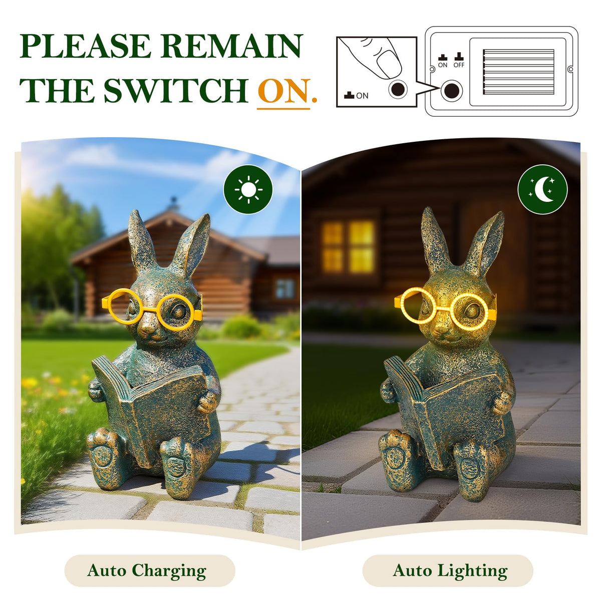 Zuzuzen Eco-friendly solar power switch operates automatically at night.