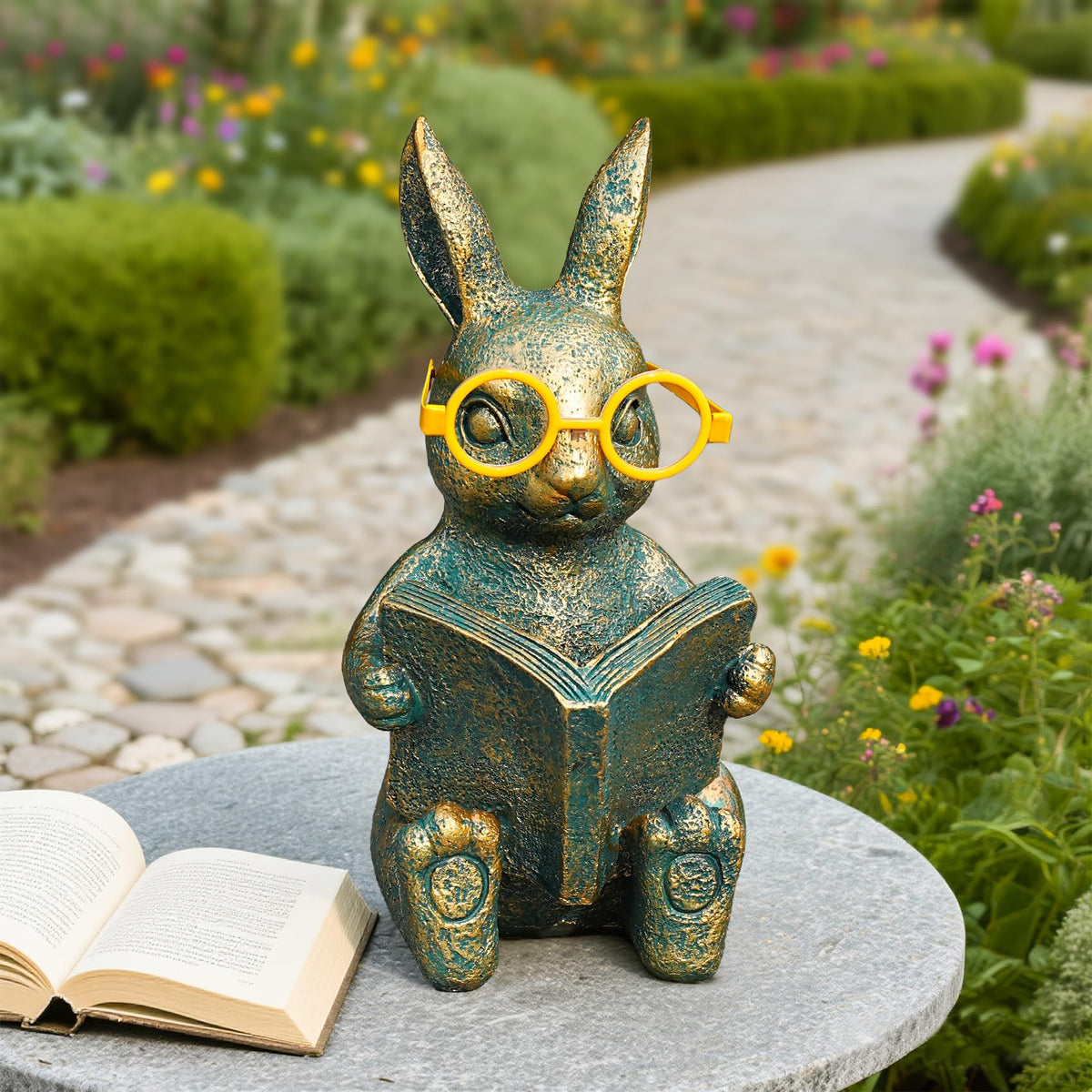 Zuzuzen Weatherproof bunny figure withstands outdoor use with lasting charm.