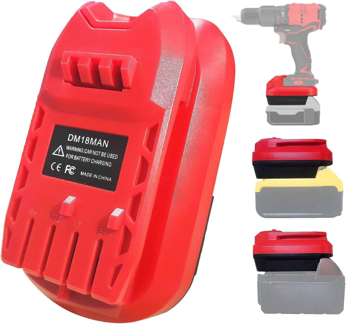 ZWDXRB DM18MAN adapter assembly showing universal compatibility for Craftsman V20 tools.
