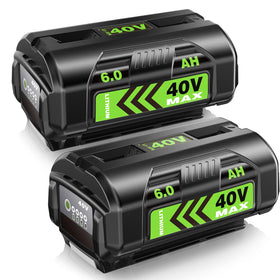 zxfcfo 6.0Ah Ryobi 40V battery pack with four LED indicators for charge monitoring.