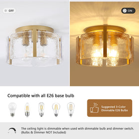 ZXFDWB 3-light drum glass fixture delivers balanced illumination across hallways