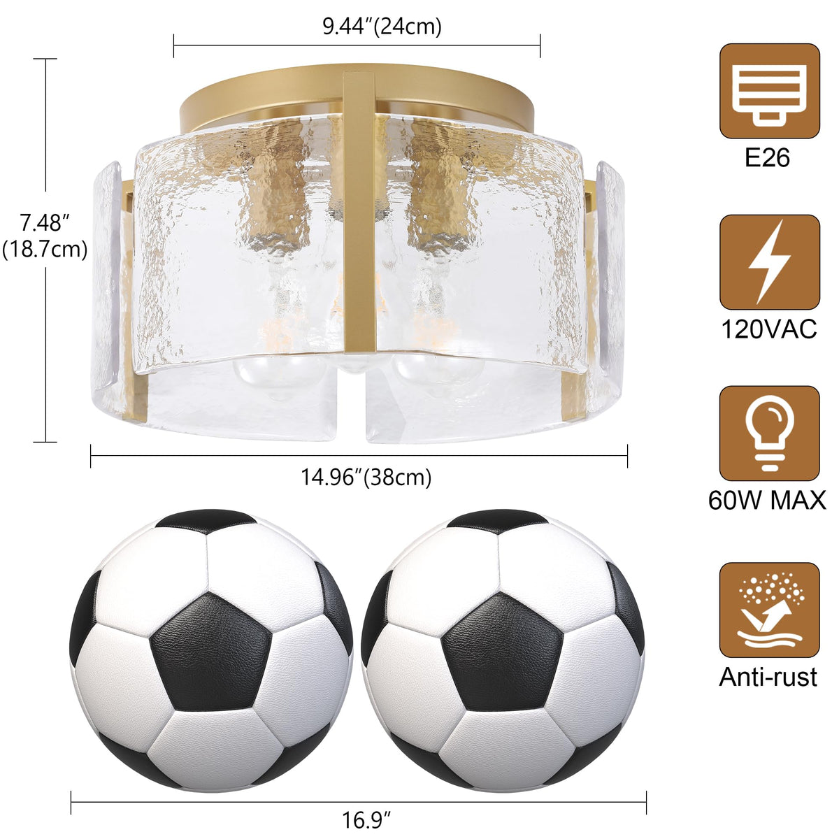 ZXFDWB gold semi-flush mount over kitchen or dining spaces adds modern warmth