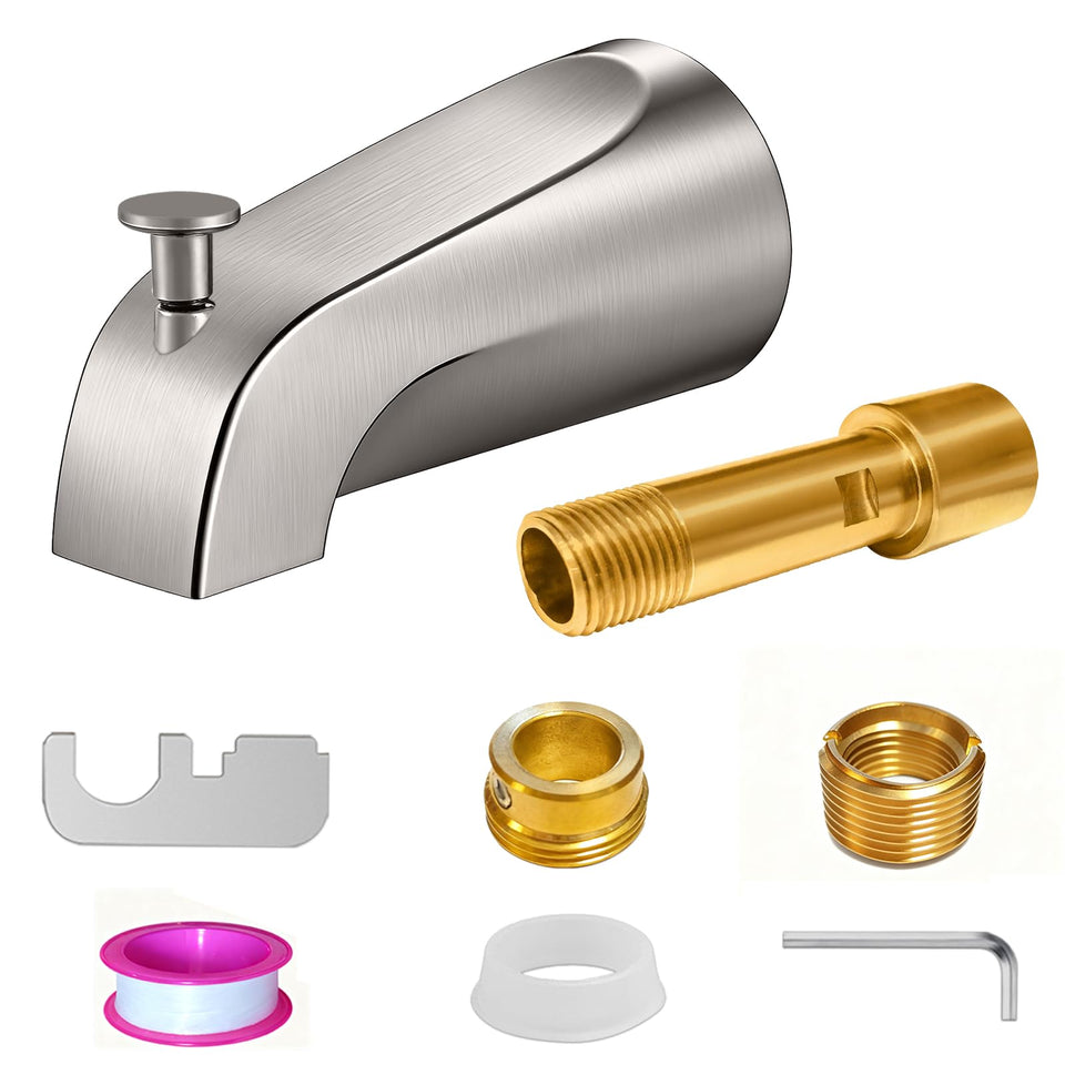 ZXFENG brushed nickel tub spout with diverter in modern bathroom setting