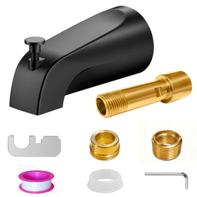 ZXFENG matte black bathtub spout with diverter in a sleek bathroom for easy tub to shower switching