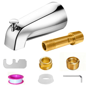 ZXFENG metal chrome tub spout 5.3 inch with pull-up diverter for smooth switching