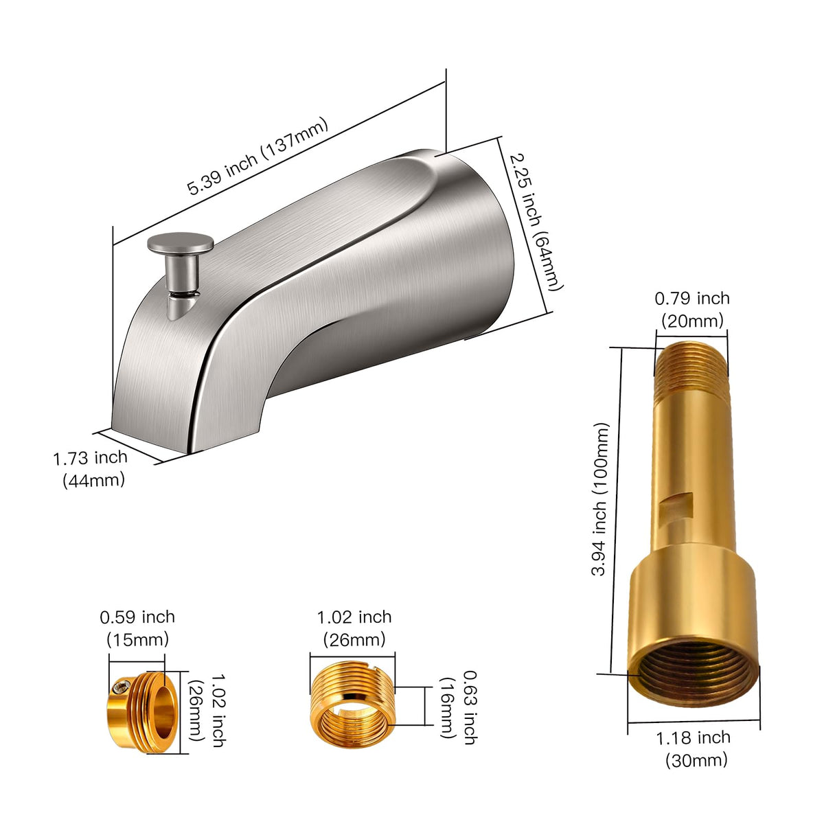 ZXFENG pull-up diverter close-up for quick bath-to-shower transition