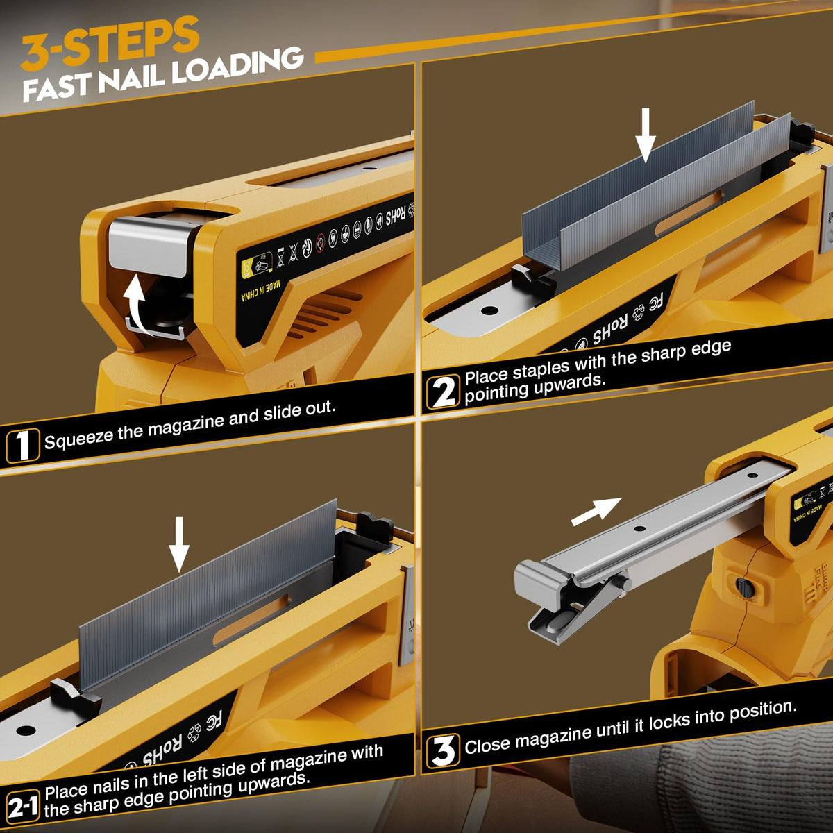Zybaiiru 90-nail magazine reduces reloads for faster project completion.