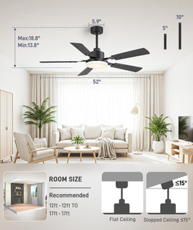 ZYD dual-color wood blades and metal housing for versatile decor.