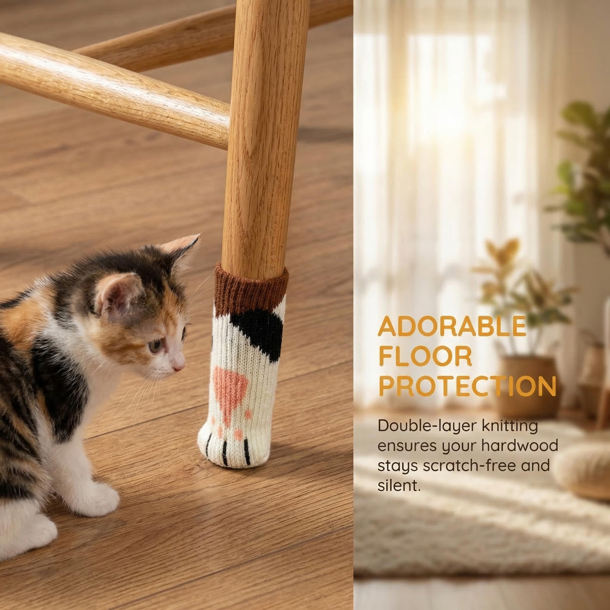 ZYGOTEE easy-install chair socks stay secure during daily use.