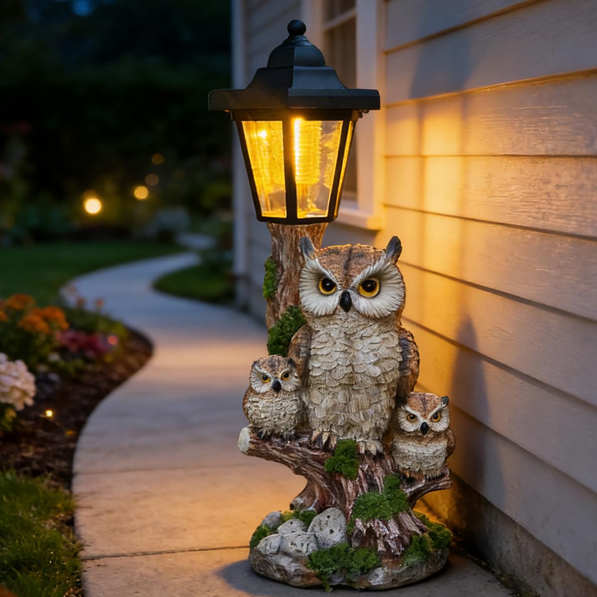 ZYLiWoo dusk-to-dawn glow from solar lights enhances twilight ambiance