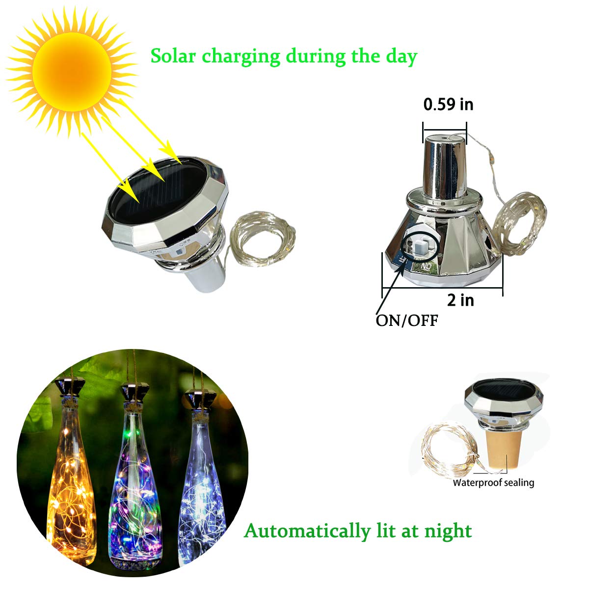 ZYLiWoo elf lamp inside bottle glows at dusk for atmosphere