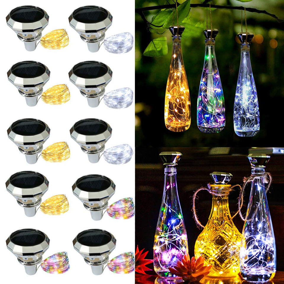 ZYLiWoo solar diamond wine bottle lights illuminate outdoor spaces with twenty LEDs