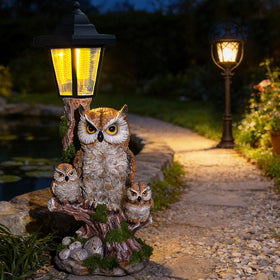 ZYLiWoo owl lantern with top solar panel powering bright, maintenance-free illumination