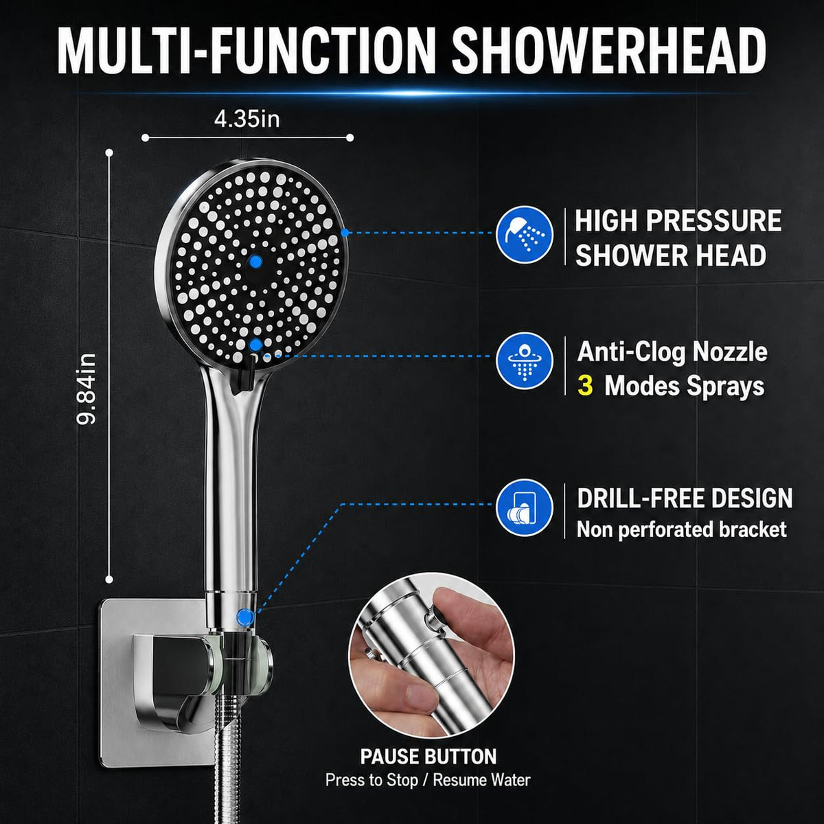 Zyora anti-clog silicone technology helps maintain smooth water flow over time.