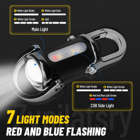 Zypilatsry mini flashlight side view highlighting compact keychain size.