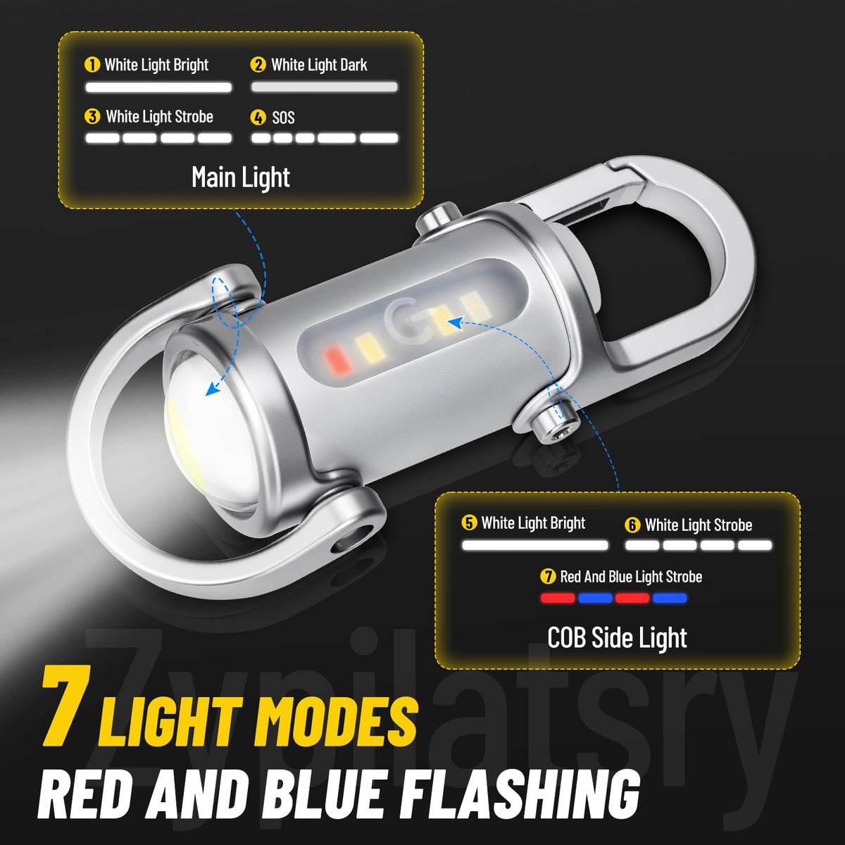 Zypilatsry adjustable brightness beam suitable for quick close-ups or distant viewing.