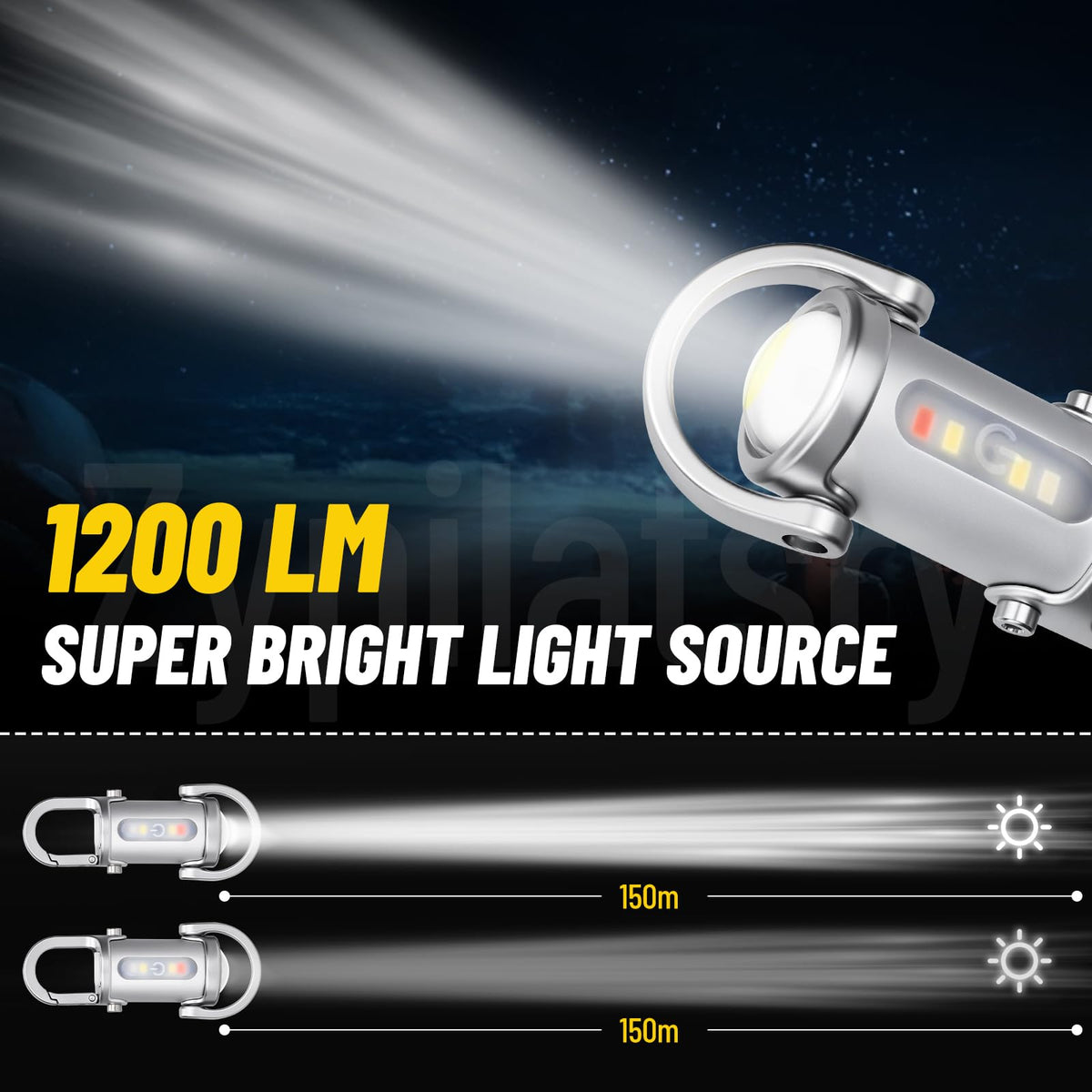 Zypilatsry compact flashlight ideal for camping, hiking, or roadside needs.