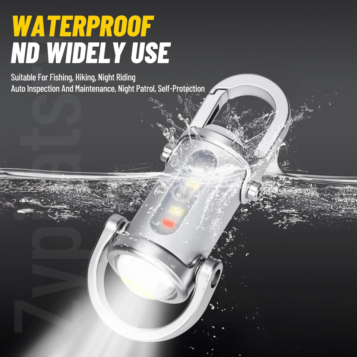 Zypilatsry USB-rechargeable flashlight side view highlights convenient recharge power bank feature.