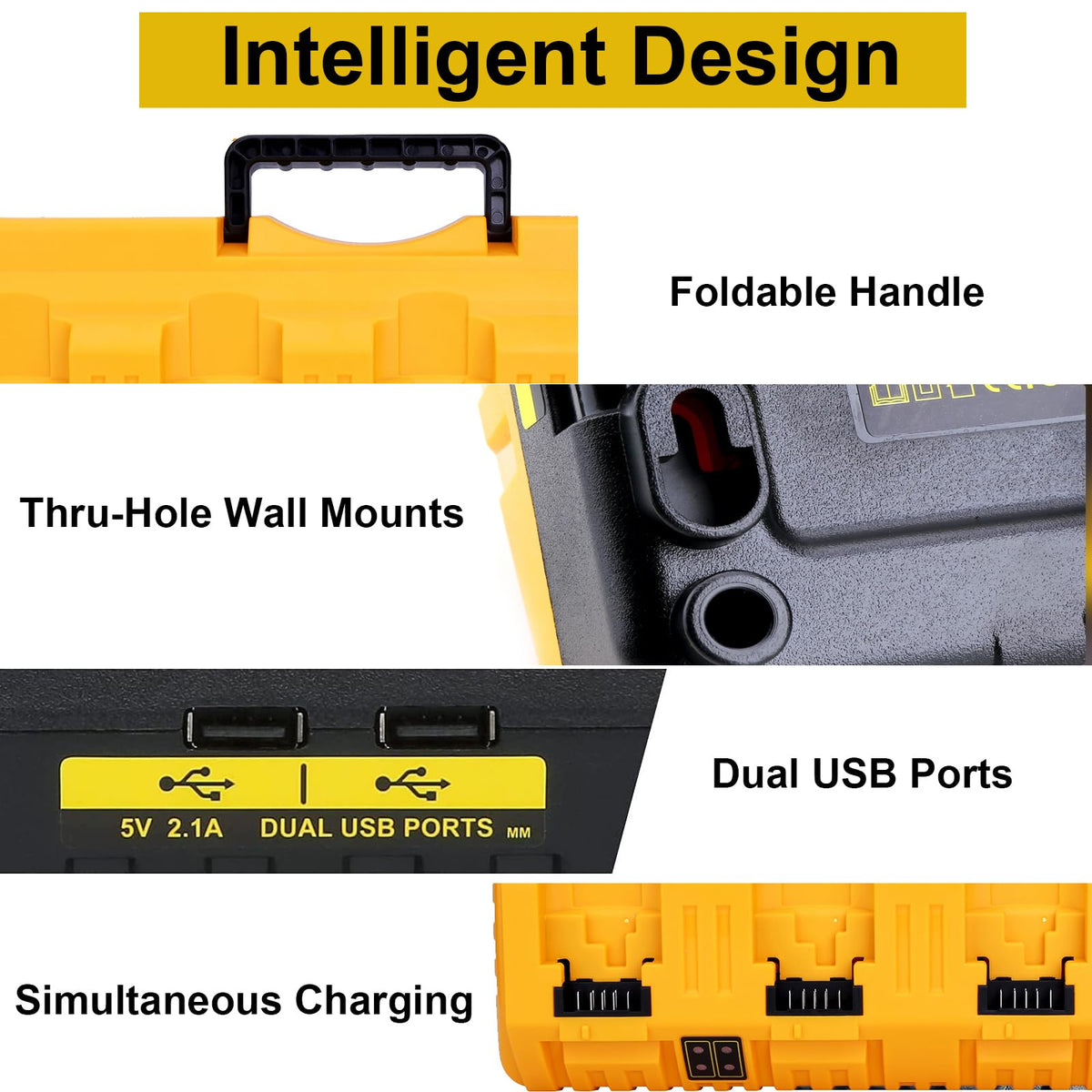 zyystarttogo four-port charger compatible with DCB120 and other Dewalt batteries