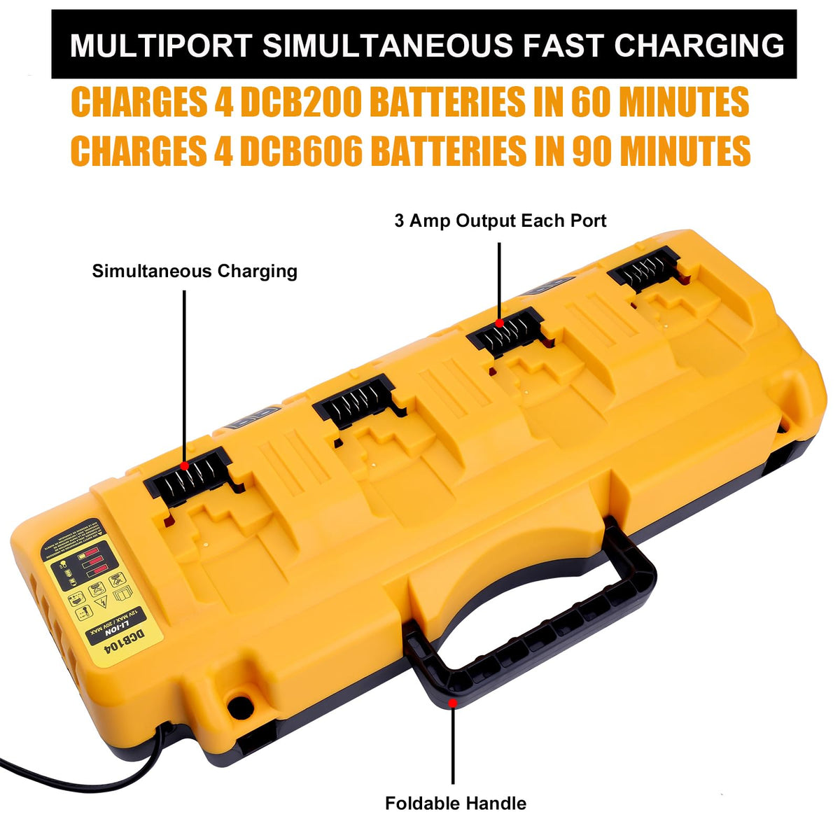 zyystarttogo four-port charger charging four batteries at once
