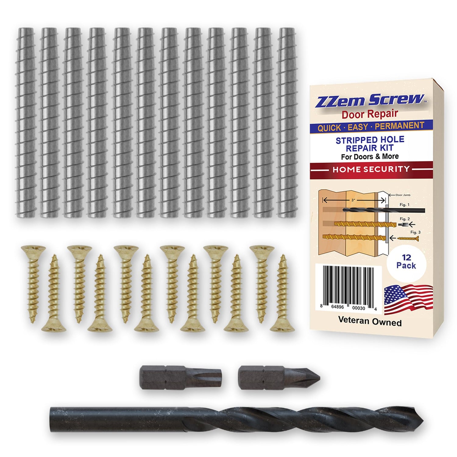 ZZEM SCREW 12-pack screws used for repairing door hinge holes in wood