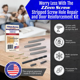 ZZEM SCREW 4-PK brass hinge screws for #9 fittings provide strong wood-backed support.