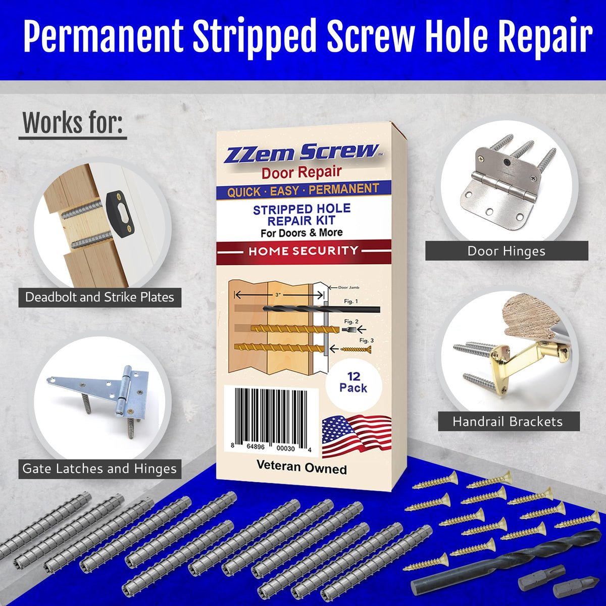 ZZEM SCREW brass hinge screws 12-pack for durable wood mounting