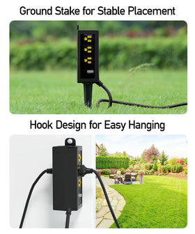 14 AWG heavy-duty cord handles multiple devices.