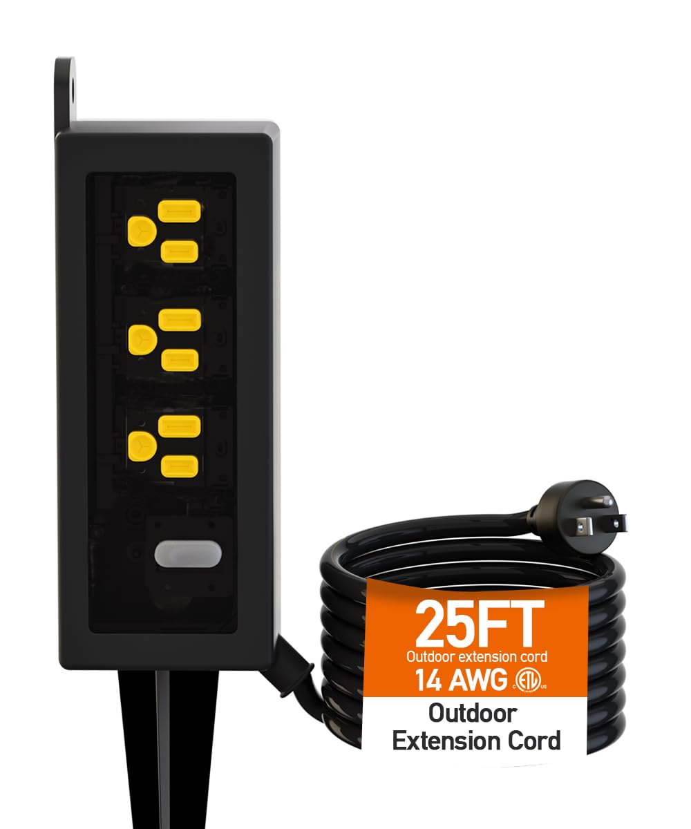 ZZJ outdoor power strip with a 25-ft cord for long patio setups.