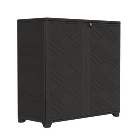 ZZM storage cabinet outdoor-use scenario in balcony corner keeps items organized.